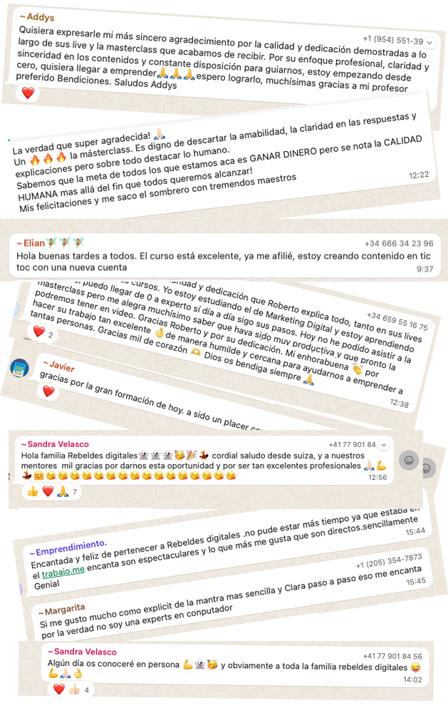 Reseñas reales de la comunidad Rebeldes Digitales